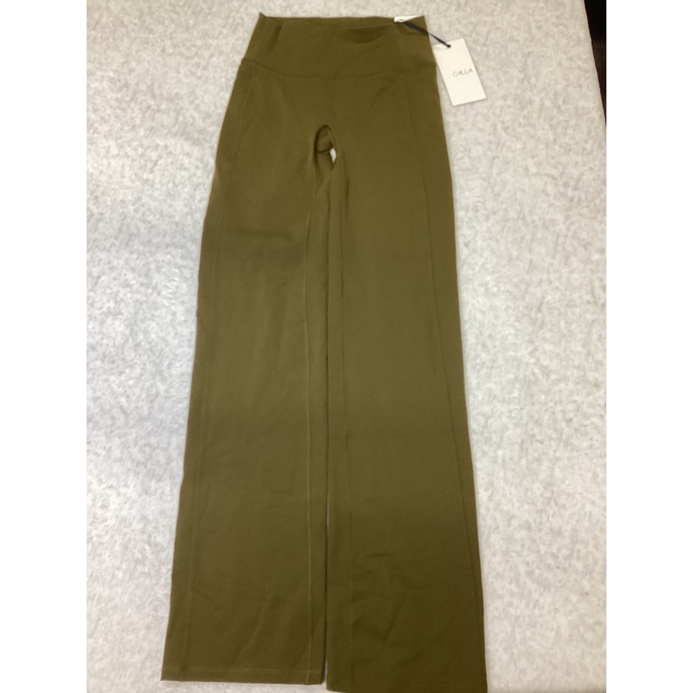 CALIA Essential High-Rise Straight Leg Pant Dark Khaki Olive XS WAX105 NWT
